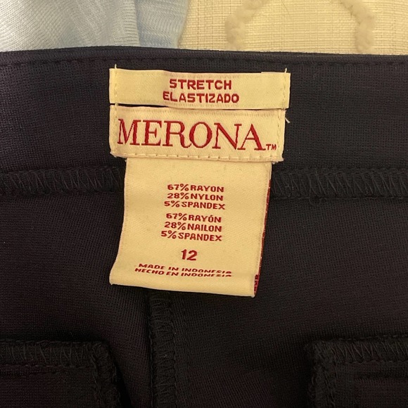 Merona Navy Blue Side Zip Stretch Dress Pants Size 12 Pre-owned - Picture 3 of 8